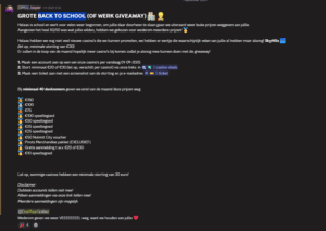 Voorbeeld Back 2 School illegale casino's jongeren Nederland